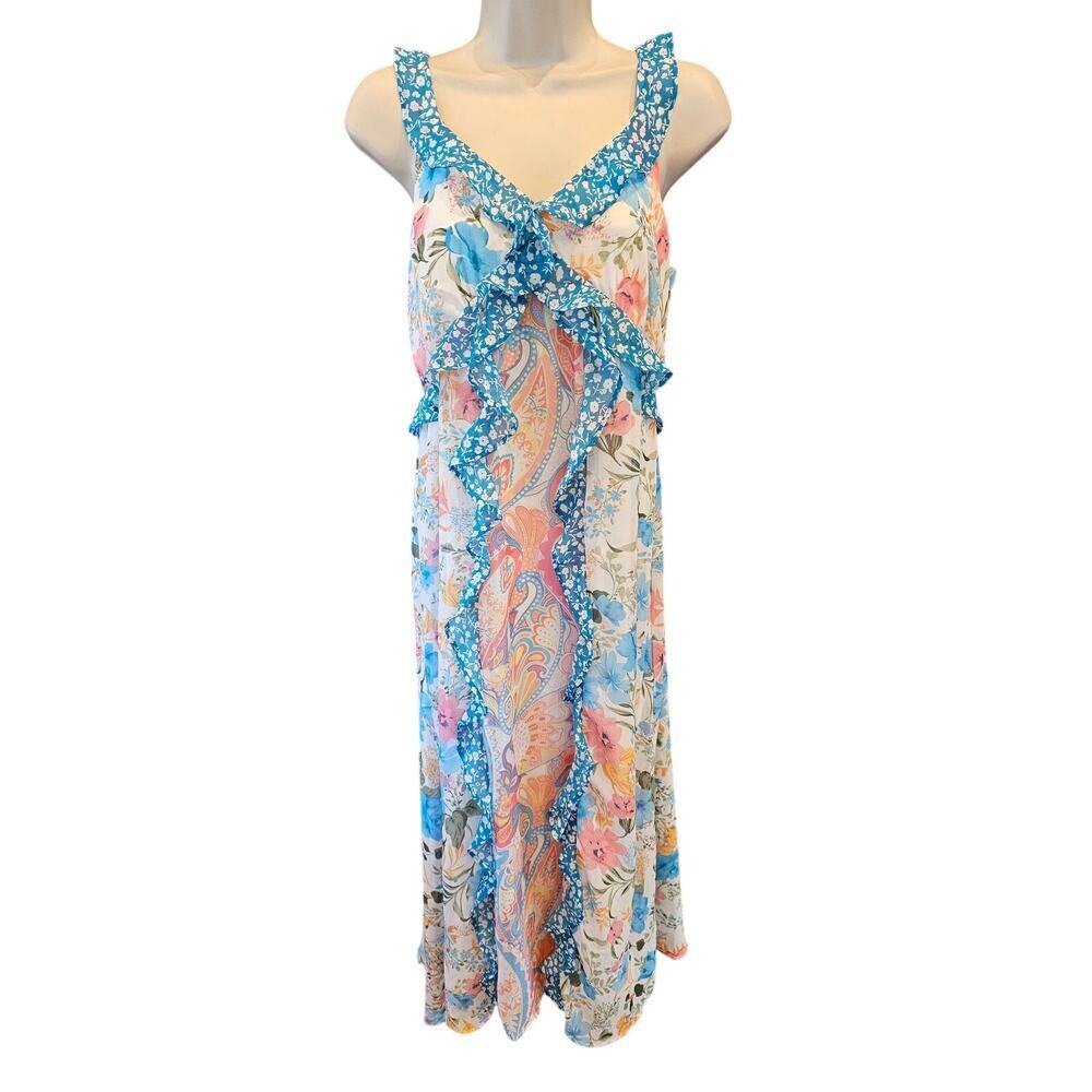 NWT Macy's old stock Easter dress maxi colorful bright summer sleevless sz 6
